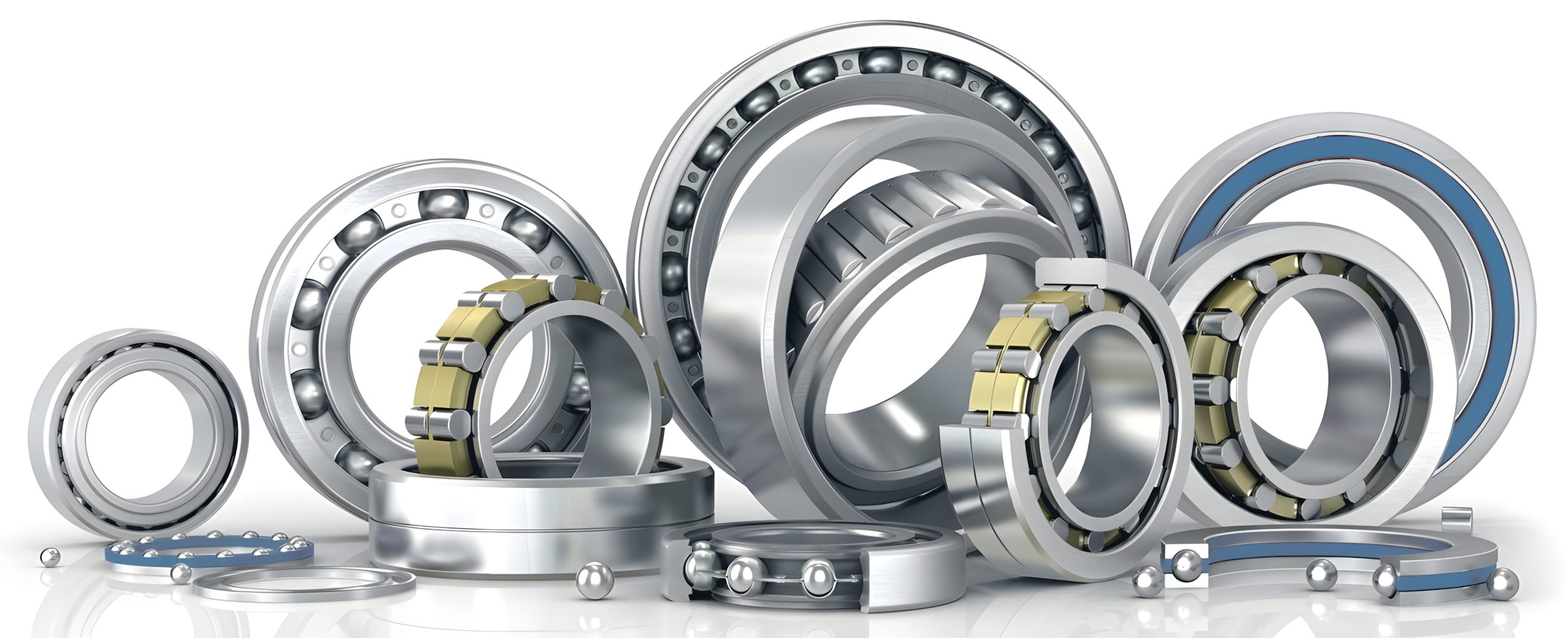 Collection of industrial precision bearings